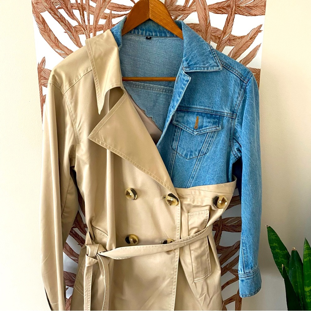 NWOT | Denim/Khaki Custom Trench Coat 🧥!!! Sz S/M